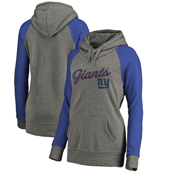 New York Giants NFL Pro Line by Fanatics Branded Women's Timeless Collection Rising Script Plus Size Tri Blend Hoodie Ash
