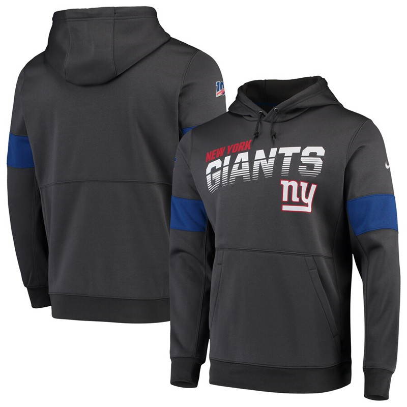 New York Giants Nike Sideline Team Logo Performance Pullover Hoodie Anthracite