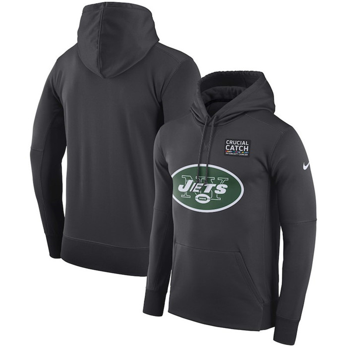 New York Jets Anthracite  Crucial Catch Performance Hoodie