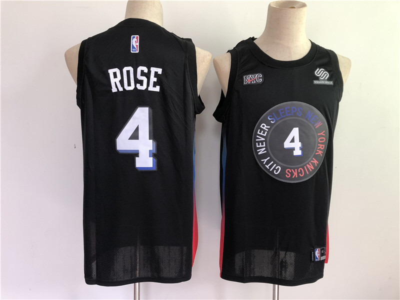 New York Knicks 4 Derrick Rose Black 2020 21 City Edition Jersey