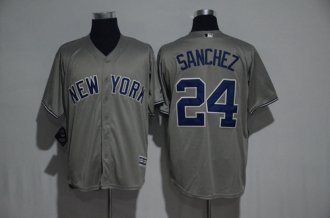 New York Yankees Mens Jerseys 24 Gary Sanchez Grey Cool Base Baseball Jersey