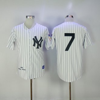 New York Yankees Mens Jerseys 7 Michey Mantle 1951 Throwback Baseball Jersey