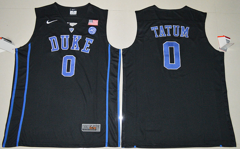  2017 Duke Blue Devils Jayson Tatum 0 V Neck College T shirt Authentic Black Jersey