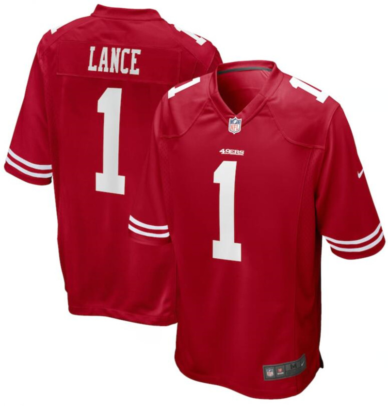 Nike 49ers 1 Trey Lance Red 2021 NFL Draft Vapor Untouchable Limited Jersey
