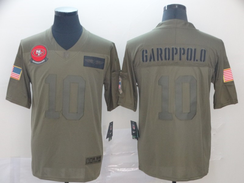 Nike 49ers 10 Jimmy Garoppolo 2019 Olive Salute To Service Limited Jersey
