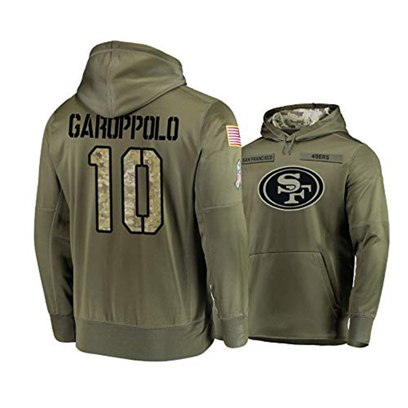Nike 49ers 10 Jimmy Garoppolo 2019 Salute To Service Stitched Hooded Sweatshirt