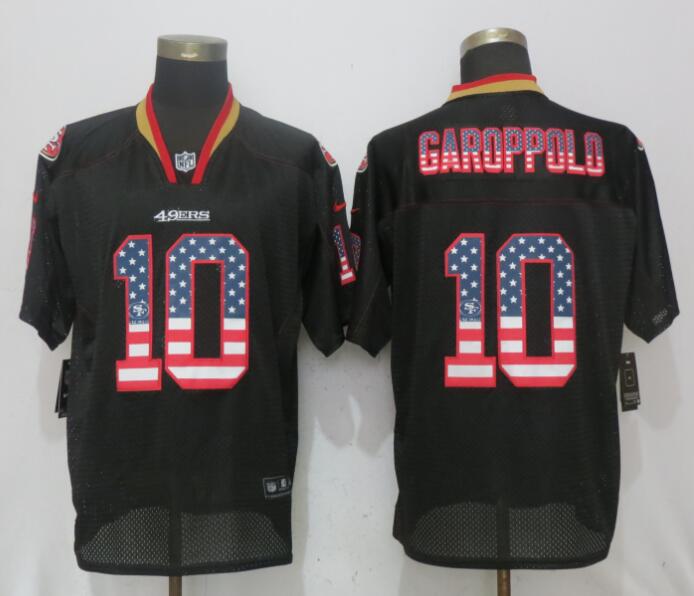  49ers 10 Jimmy Garoppolo Black USA Flag Fashion Elite Jersey