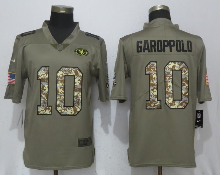  49ers 10 Jimmy Garoppolo Olive Camo Salute To Service Limited Jersey