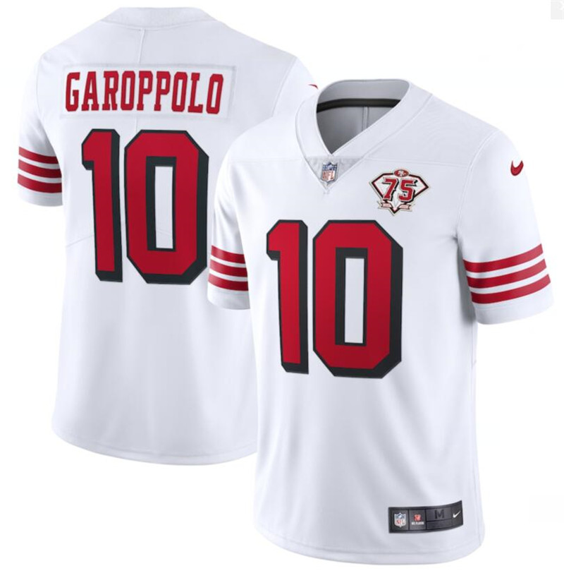 Nike 49ers 10 Jimmy Garoppolo White 75th Anniversary Color Rush Vapor Untouchable Limited Jersey