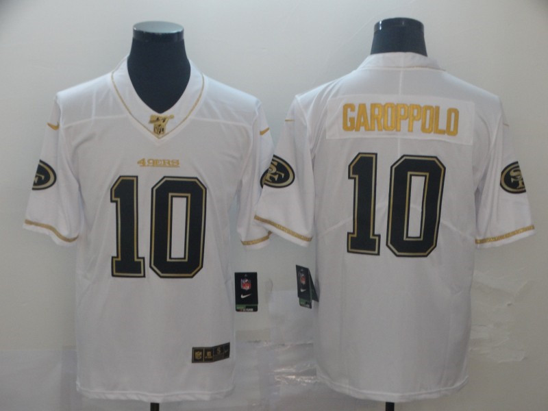 Nike 49ers 10 Jimmy Garoppolo White Gold Vapor Untouchable Limited Jersey