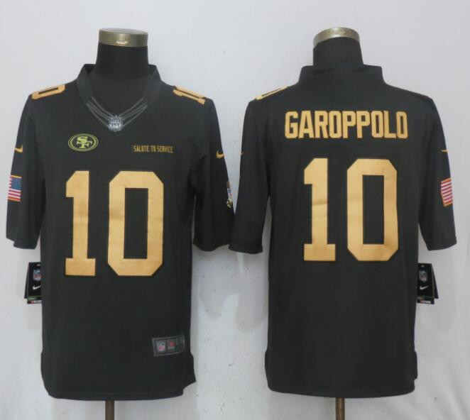  49ers 10 Jimmy Garoppolp Anthracite Gold Salute To Service Limited Jersey
