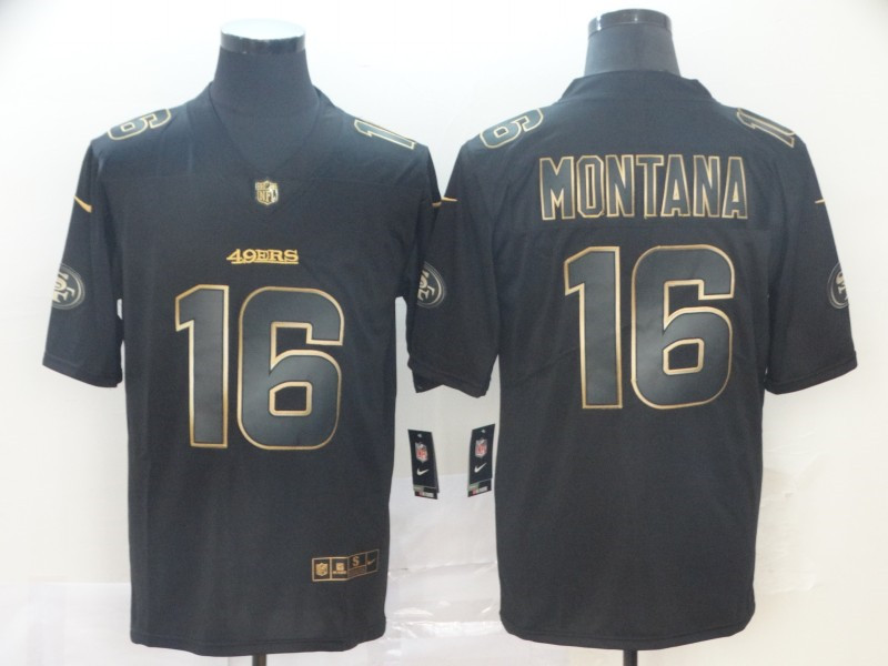 Nike 49ers 16 Joe Montana Black Gold Vapor Untouchable Limited Jersey
