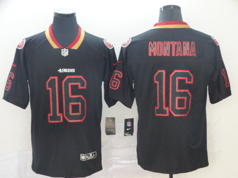 Nike 49ers 16 Joe Montana Black Shadow Legend Limited Jersey