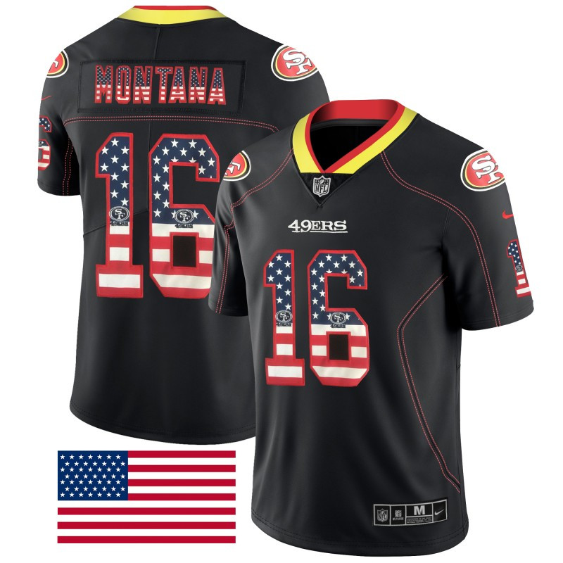Nike 49ers 16 Joe Montana Black USA Flash Fashion Limited Jersey