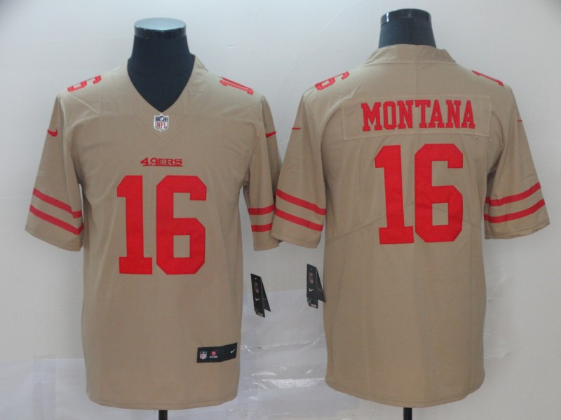 Nike 49ers 16 Joe Montana Gold Inverted Legend Limited Jersey