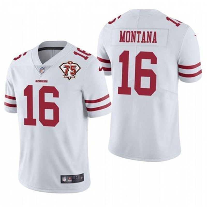 Nike 49ers 16 Joe Montana White 75th Anniversary Vapor Untouchable Limited Jersey