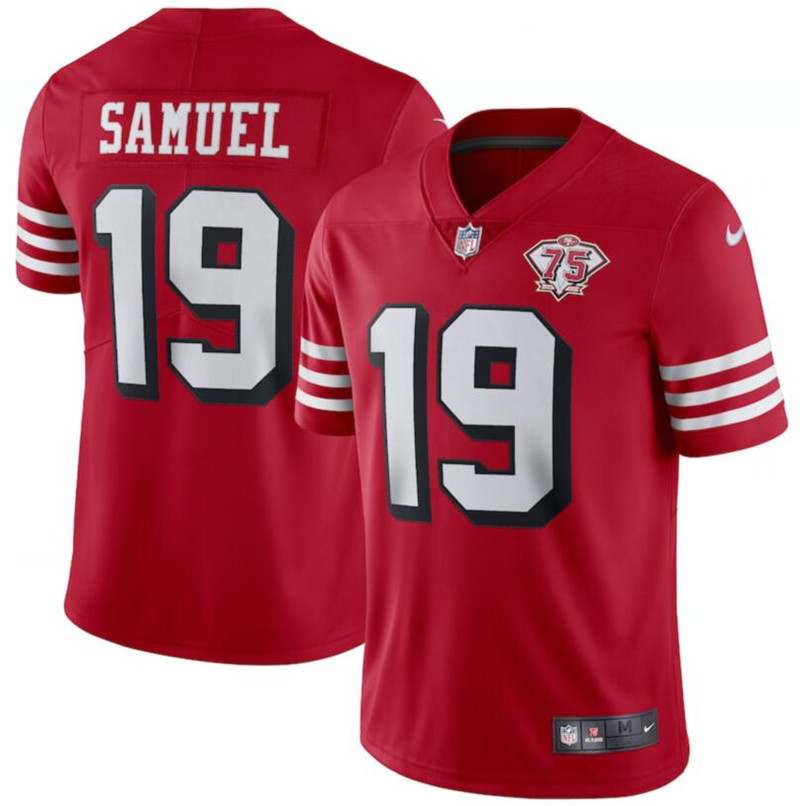 Nike 49ers 19 Deebo Samuel Red 75th Anniversary Color Rush Vapor Untouchable Limited Jersey