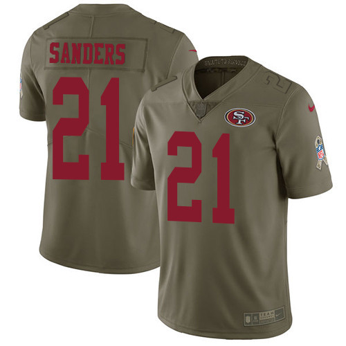  49ers 21 Deion Sanders Olive Salute To Service Limited Jersey