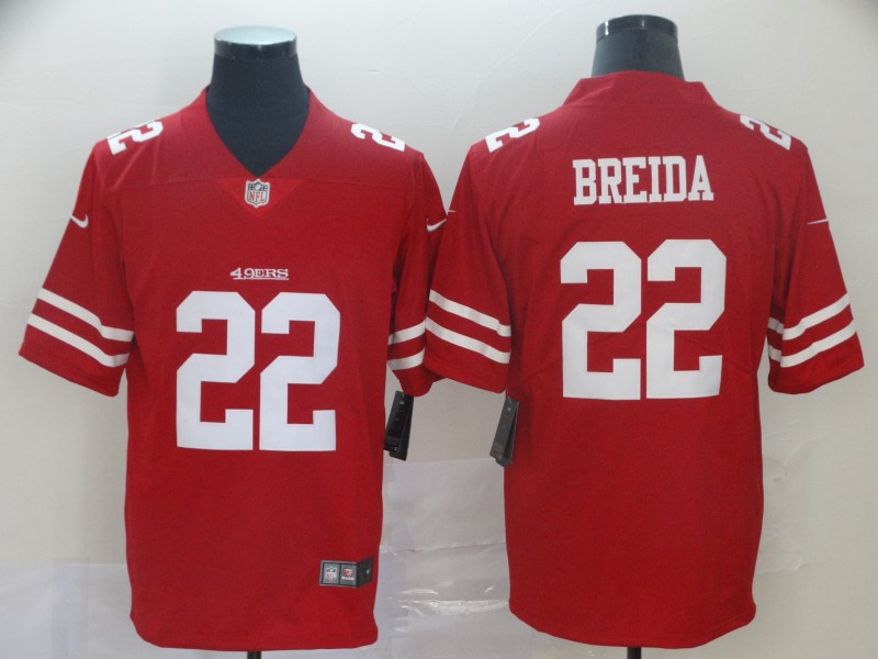Nike 49ers 22 Matt Breida Red Vapor Untouchable Limited Jersey