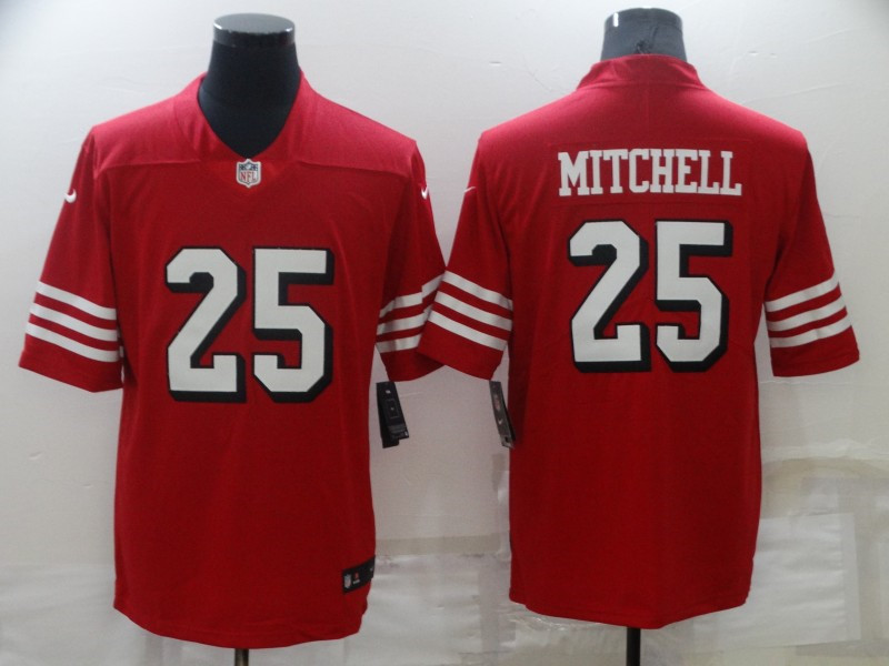 Nike 49ers 25 Elijah Mitchell Red Color Rush Vapor Limited Jersey