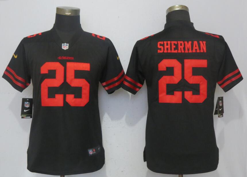 49ers 25 Richard Sherman Black Women Vapor Untouchable Limited Jersey