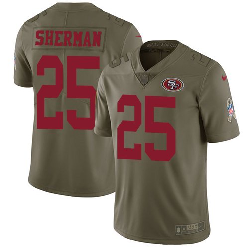  49ers 25 Richard Sherman Olive Salute To Service Limited Jersey