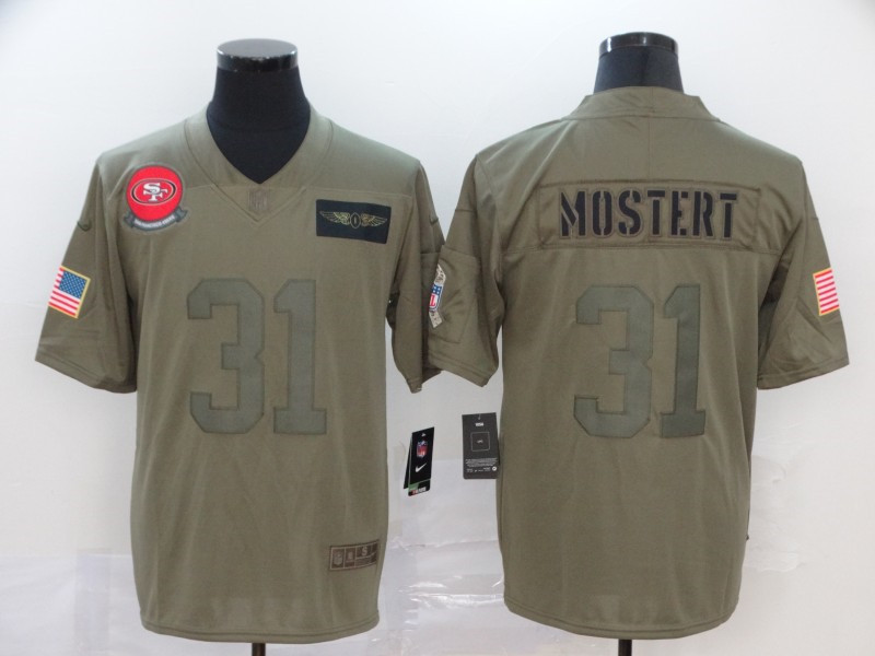 Nike 49ers 31 Raheem Mostert Olive Salute To Service Limited Jersey