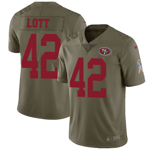  49ers 42 Ronnie Lott Olive Salute To Service Limited Jersey