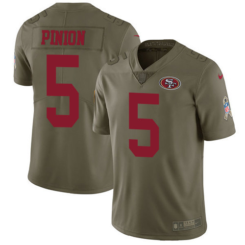  49ers 5 Bradley Pinion Olive Salute To Service Limited Jersey