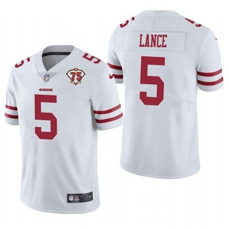 Nike 49ers 5 Trey Lance White 75th Anniversary Vapor Untouchable Limited Jersey