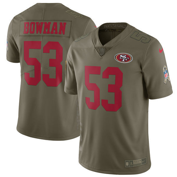  49ers 53 NaVorro Bowman Youth Olive Salute To Service Limited Jersey