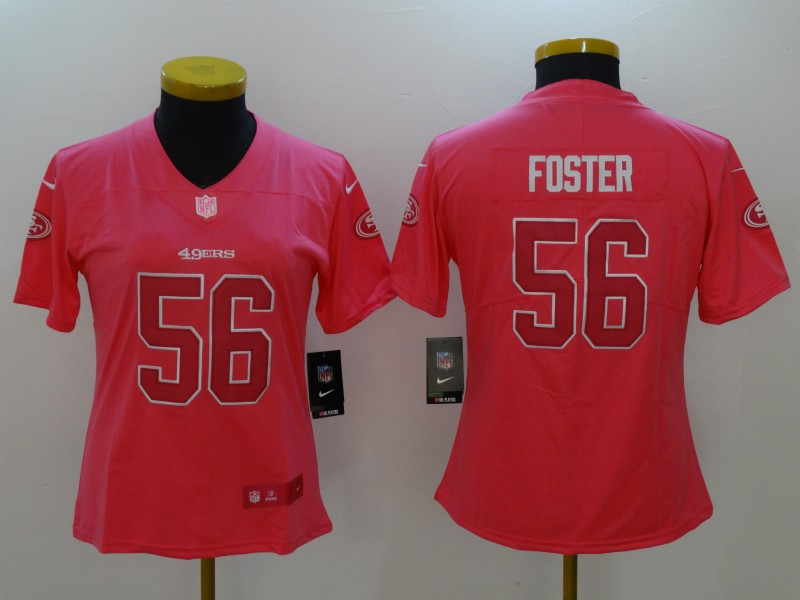  49ers 56 Reuben Foster Pink Fashion Women Limited Jersey