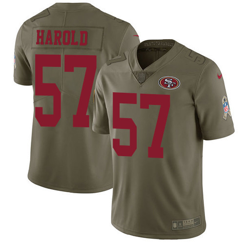  49ers 57 Eli Harold Olive Salute To Service Limited Jersey