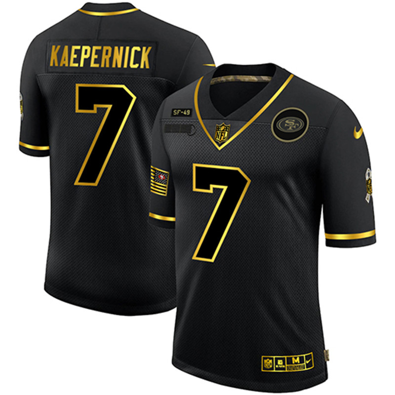 Nike 49ers 7 Colin Kaepernick Black Gold 2020 Salute To Service Limited Jersey