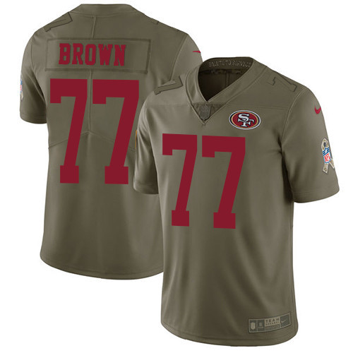 49ers 77 Tarell Brown Olive Salute To Service Limited Jersey