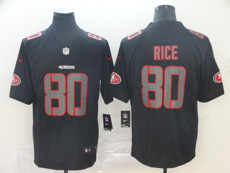 Nike 49ers 80 Jerry Rice Black Impact Rush Limited Jersey
