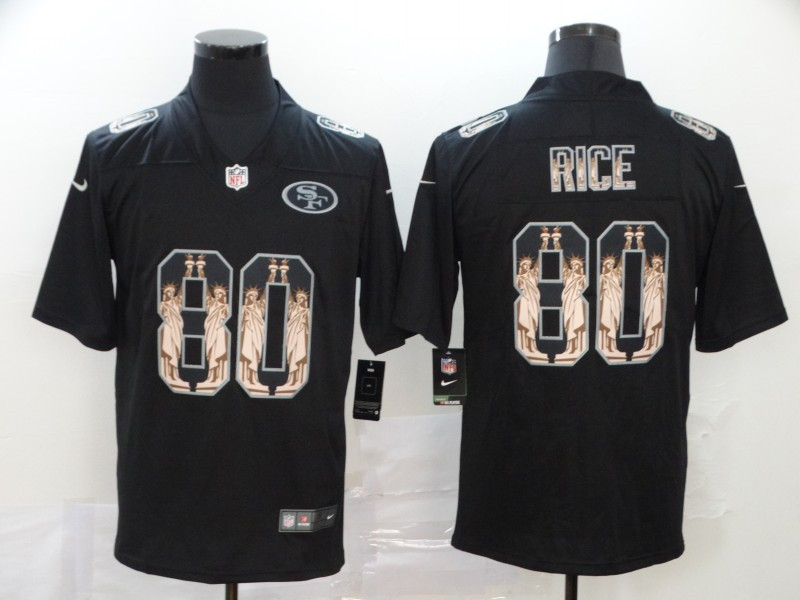 Nike 49ers 80 Jerry Rice Black Statue of Liberty Limited Jersey