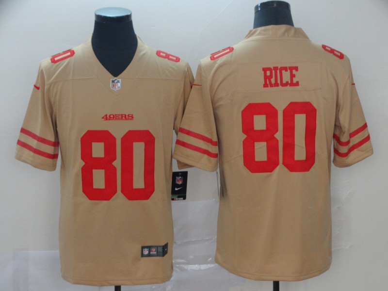 Nike 49ers 80 Jerry Rice Cream Inverted Legend Limited Jersey