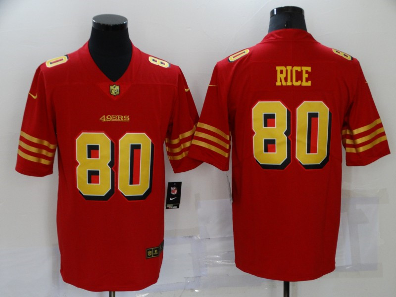 Nike 49ers 80 Jerry Rice Red Gold Color Rush Vapor Untouchable Limited Jersey