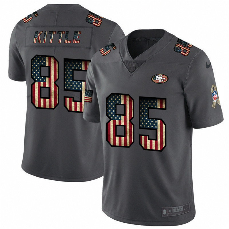 Nike 49ers 85 George Kittle 2019 Salute To Service USA Flag Fashion Limited Jersey