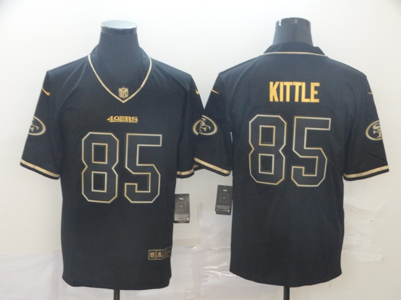 Nike 49ers 85 George Kittle Black Gold Throwback Vapor Untouchable Limited Jersey