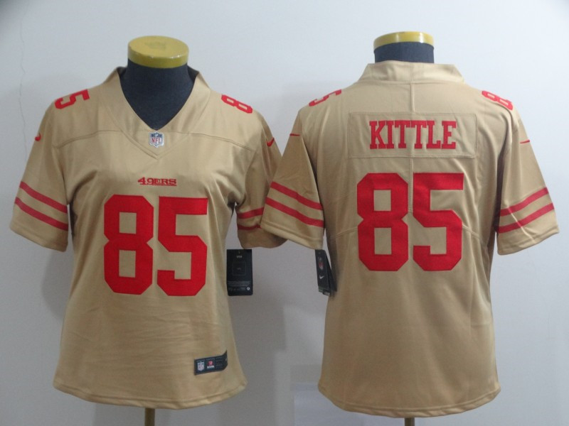 Nike 49ers 85 George Kittle Cream Women Inverted Legend Limited Jersey