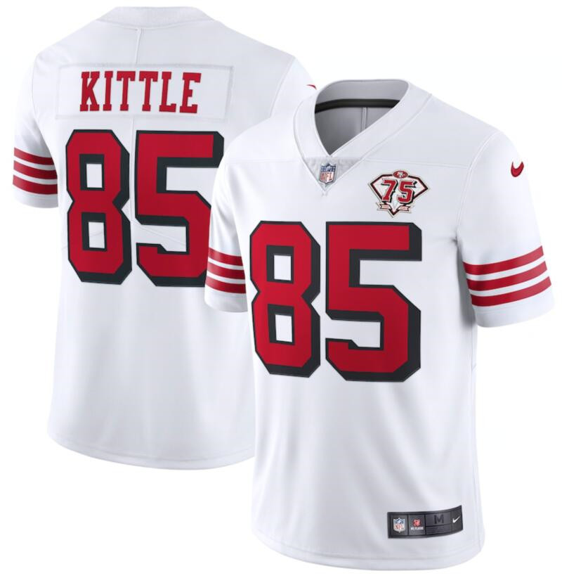 Nike 49ers 85 George Kittle White 75th Anniversary Color Rush Vapor Untouchable Limited Jersey