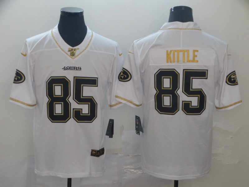 Nike 49ers 85 George Kittle White Gold Vapor Untouchable Limited Jersey