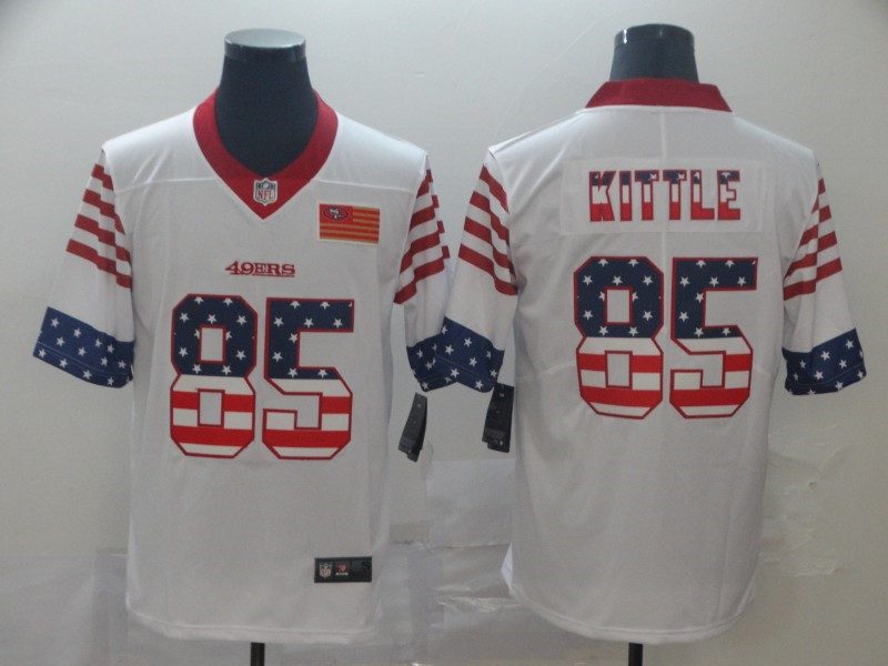 Nike 49ers 85 George Kittle White USA Flag Fashion Limited Jersey