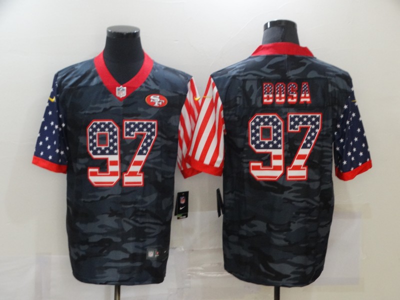 Nike 49ers 97 Nick Bosa Black Camo USA Flag Limited Jersey