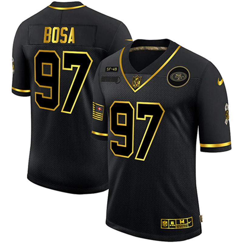 Nike 49ers 97 Nick Bosa Black Gold 2020 Salute To Service Limited Jersey
