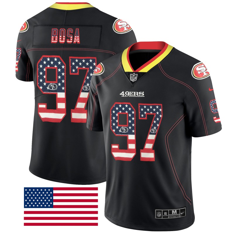 Nike 49ers 97 Nick Bosa Black USA Flag Fashion Limited Jersey