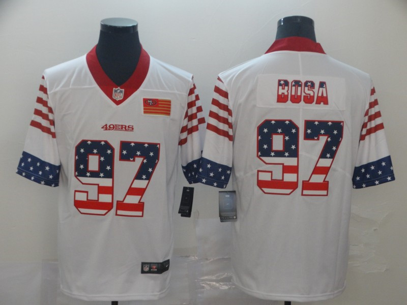 Nike 49ers 97 Nick Bosa White USA Flag Fashion Limited Jersey
