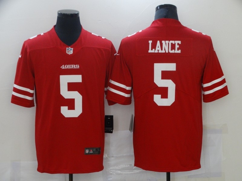 Nike 49ers Trey Lance Red 2021 NFL Draft Vapor Limited Men Jersey